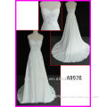 2014 guangzhou panyu detachable spaghetti strap chiffon column wedding dress/bridal gowns with beading motif A9976